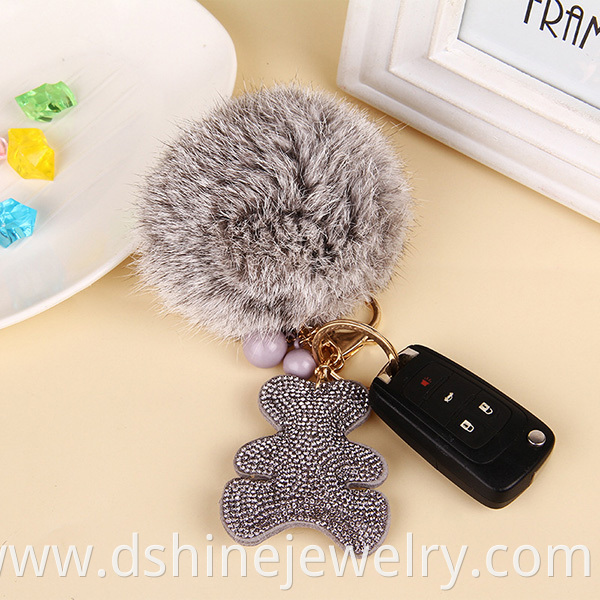 South Korea Velvet Bear Fur Pom Keychain